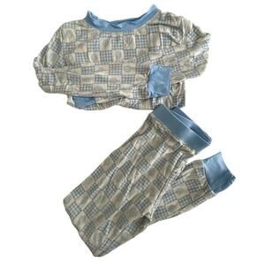 Poppy Kids Blue Checkered Bamboo PJs Size 3T